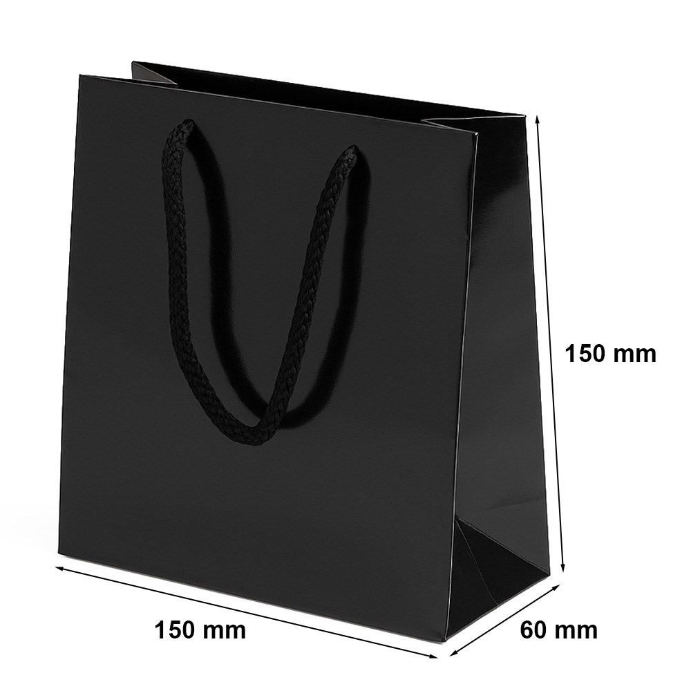 Torba prezentowa papierowa Prestige 150x60x150 mm czarna prążkowana