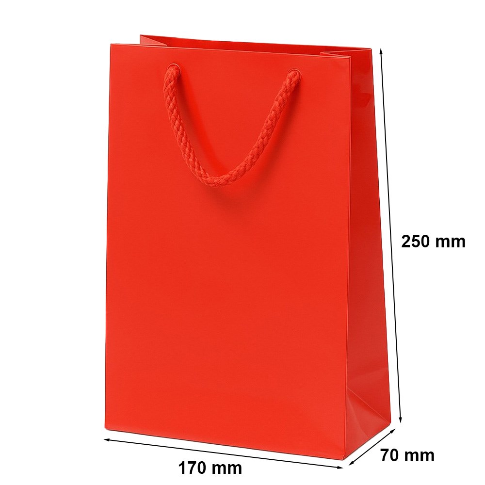 Torba papierowa laminowana na prezent z uchwytem 170x70x250 czerwona