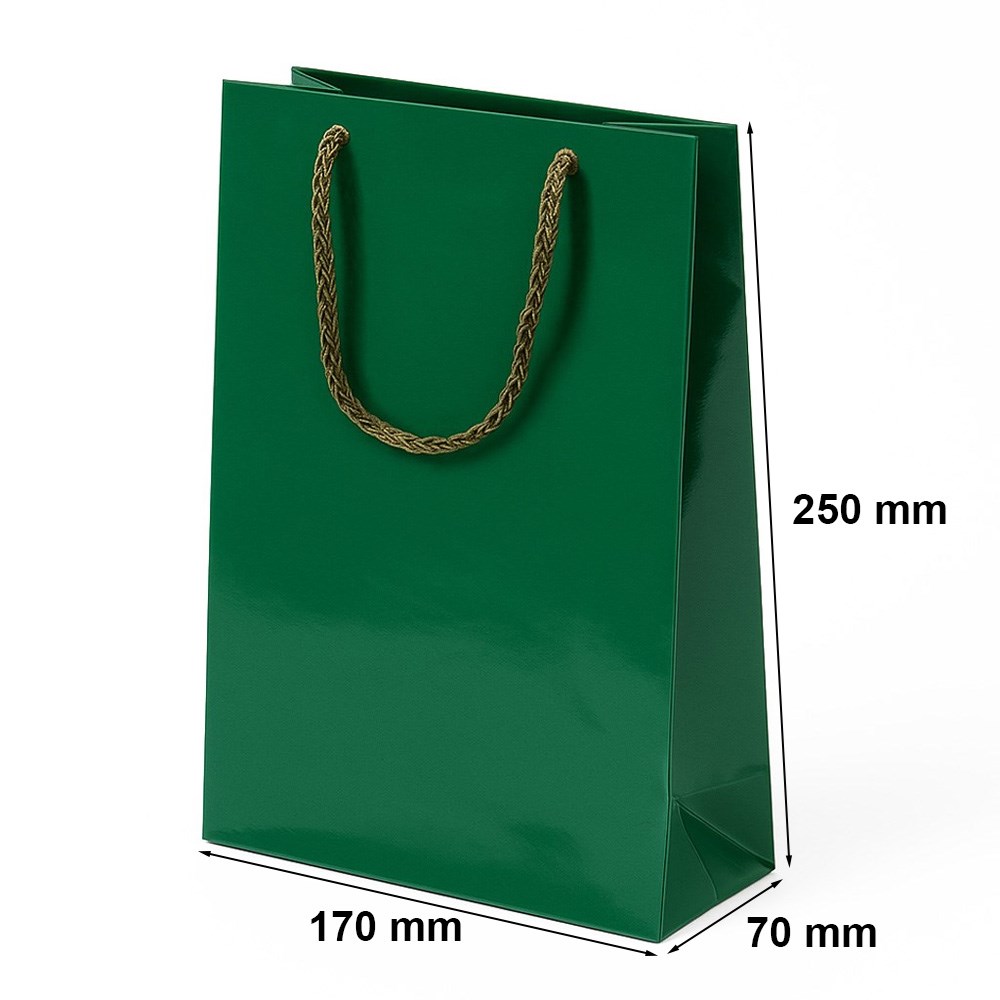 Torba papierowa laminowana prezentowa 170x70x250 mm ciemnozielona