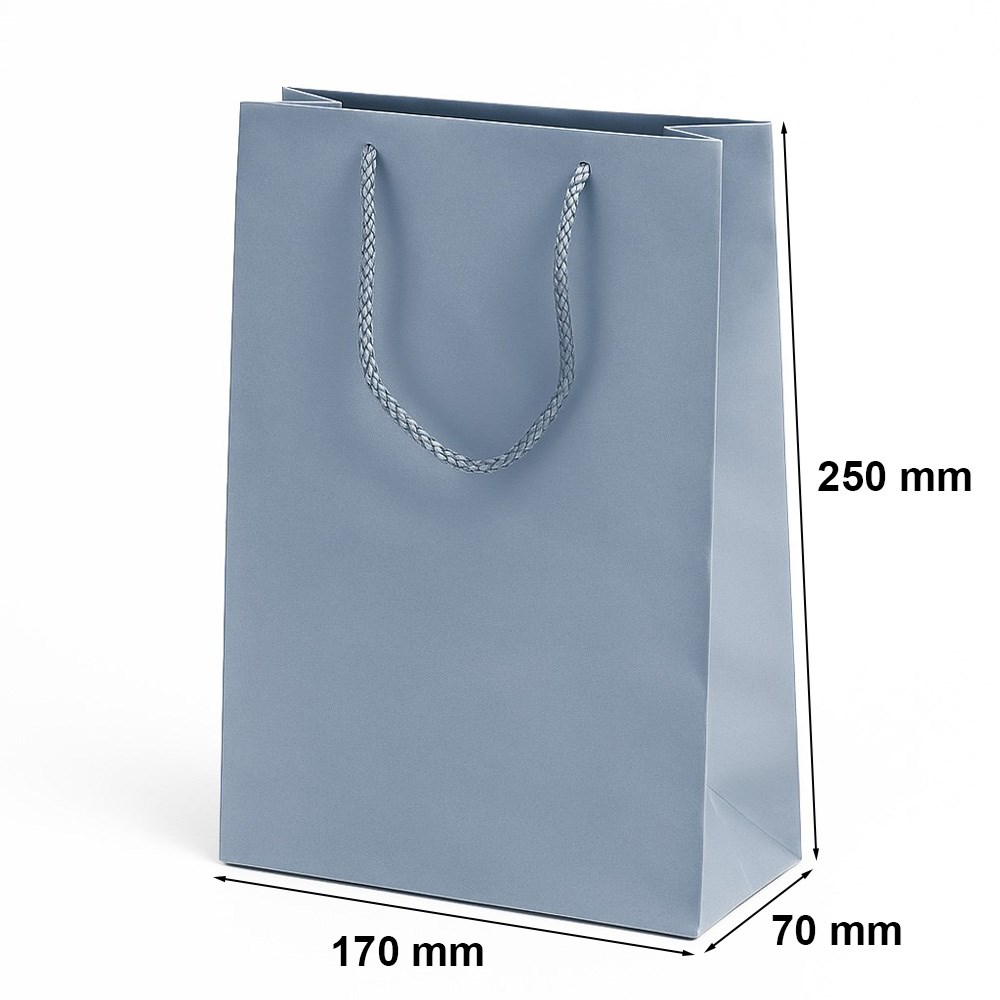 Torba papierowa laminowana srebrna z uchwytem 170x70x250 mm Prestige