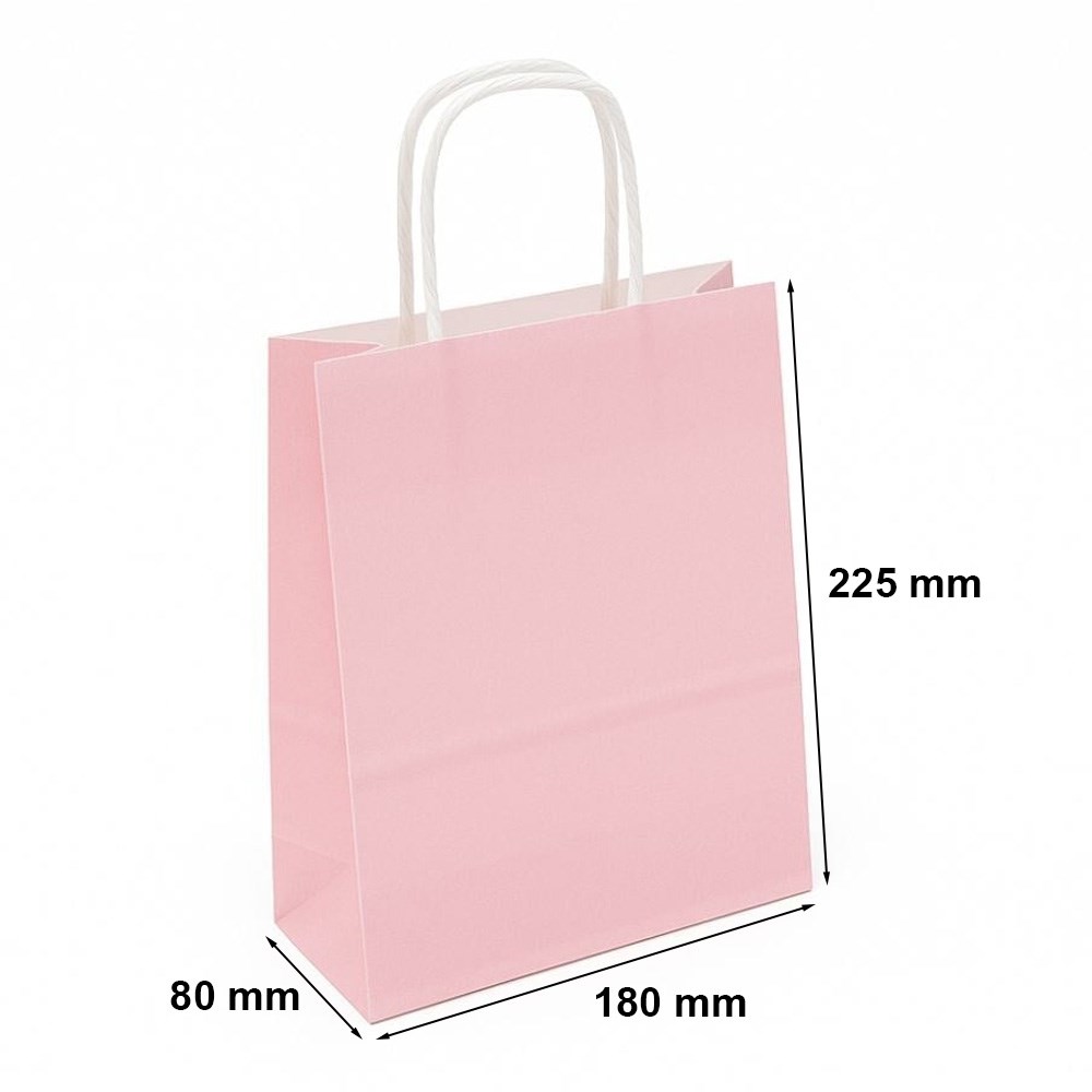 Torba upominkowa papierowa prezentowa 180x80x225 mm pastelowy róż