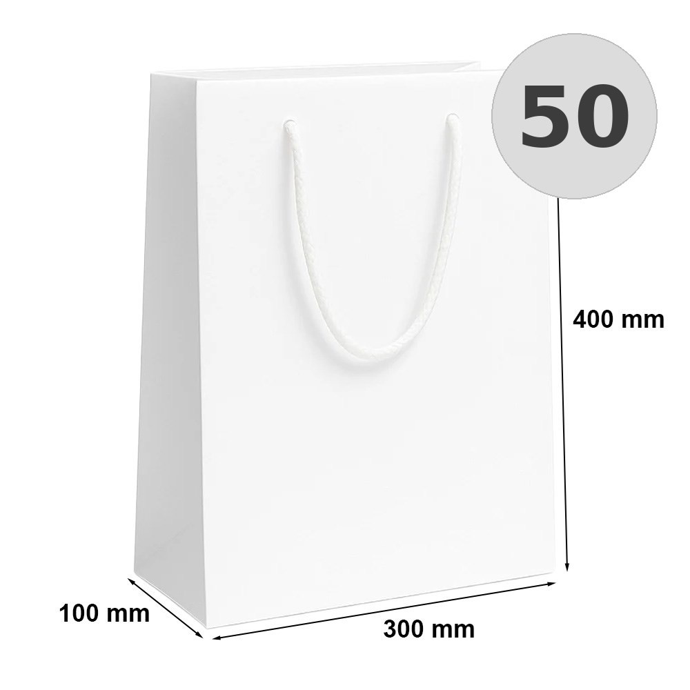Torba Laminowana 300x90x400 A3 Biała Torba Na Prezent Ozdobna 50 Sztuk