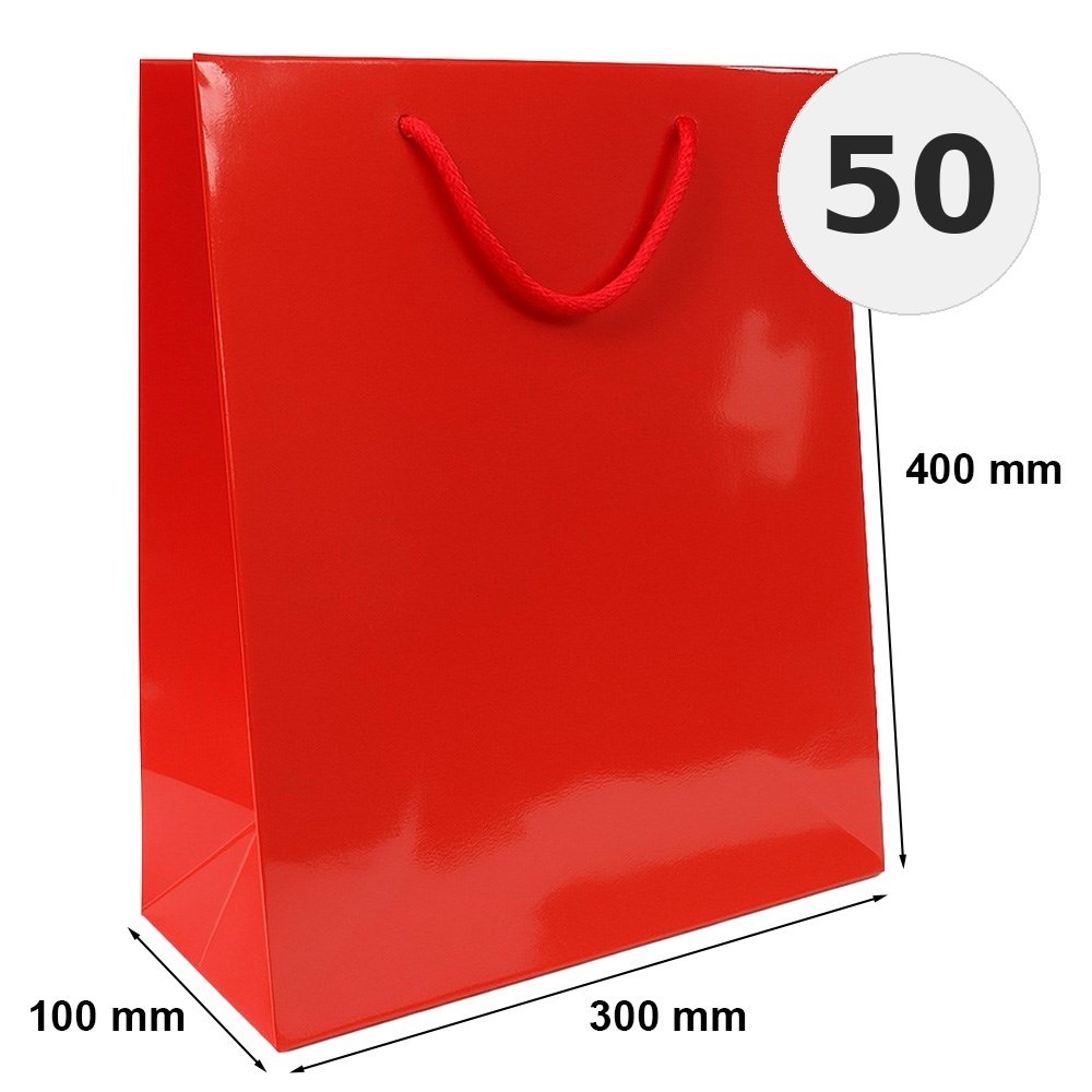 Torba Laminowana 300x90x400 A3 Czerwona Elegancka Na Prezent 50 Sztuk