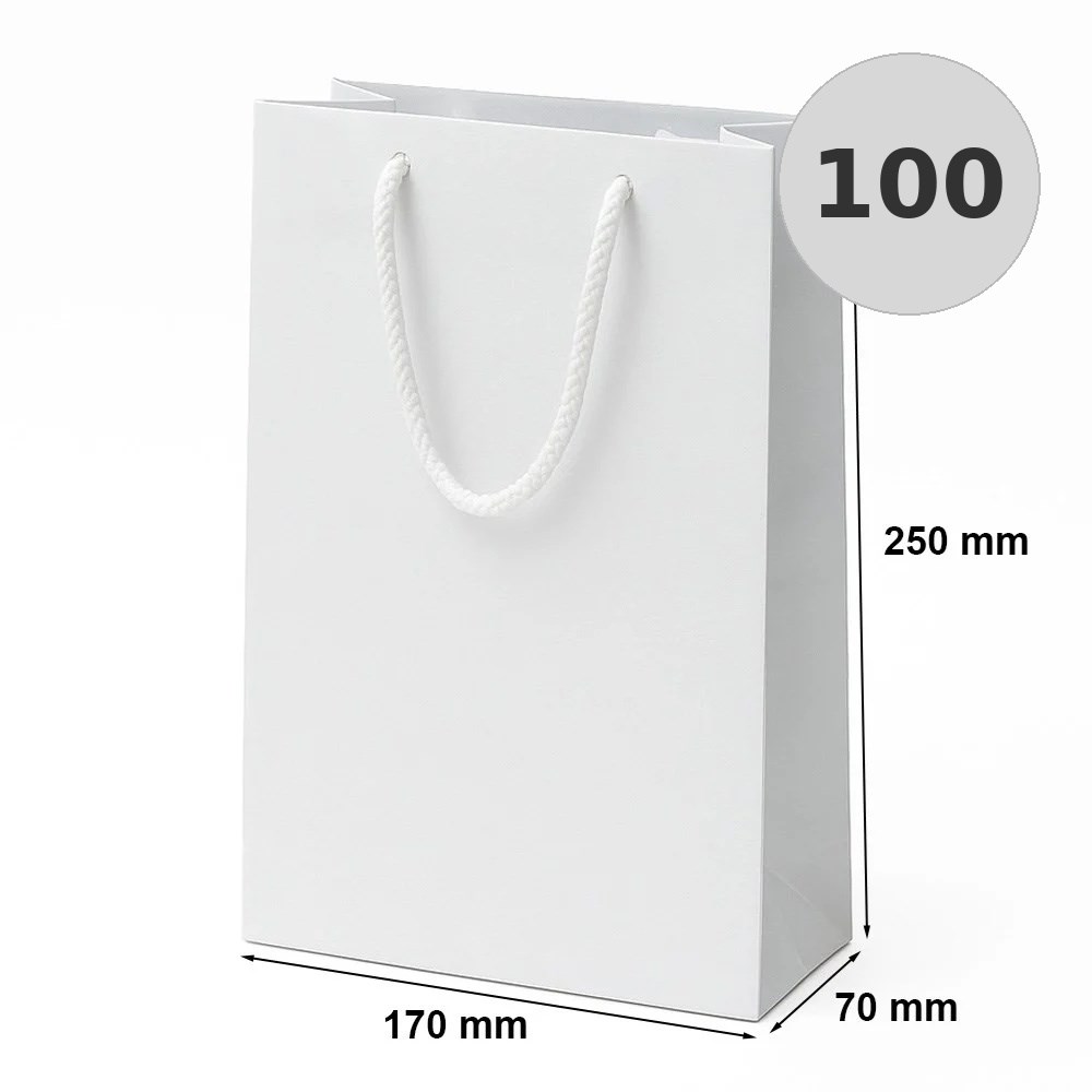 Torba Laminowana 170x70x250mm Biała Torba Na Prezent Ozdobna 100 Sztuk