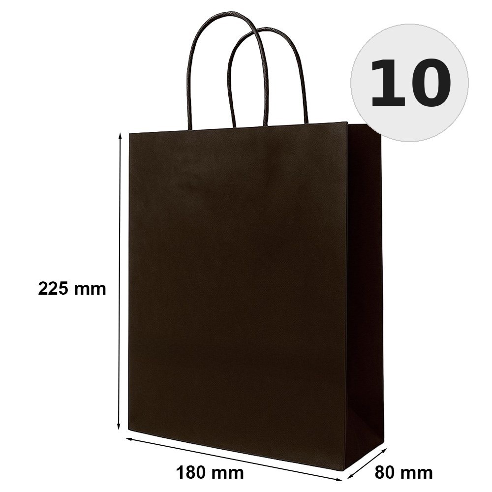 Torba Ozdobna 180x80x225 Czekoladowa Brązowa Prezentowa 10 Sztuk