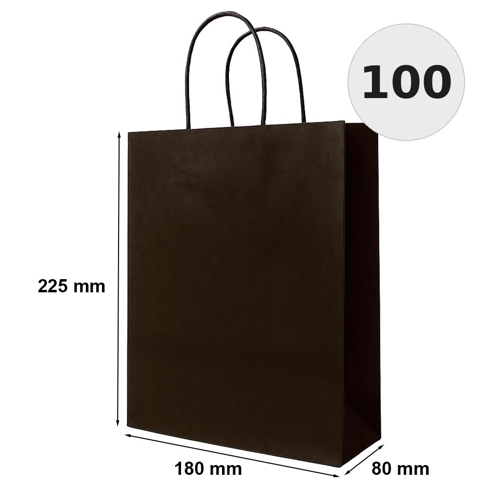 Torba Ozdobna 180x80x225 Czekoladowa Brązowa Prezentowa 100 Sztuk