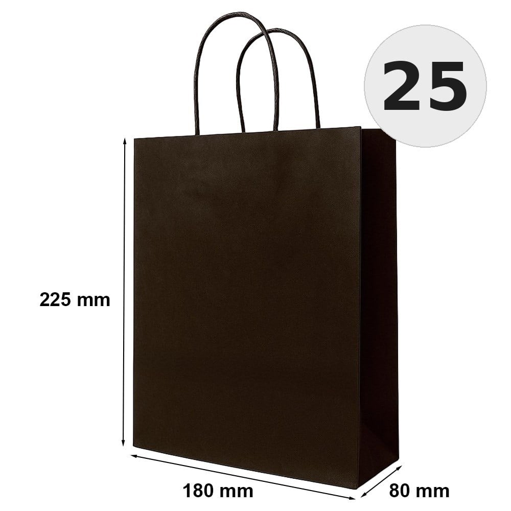 Torba Ozdobna 180x80x225 Czekoladowa Brązowa Prezentowa 25 Sztuk