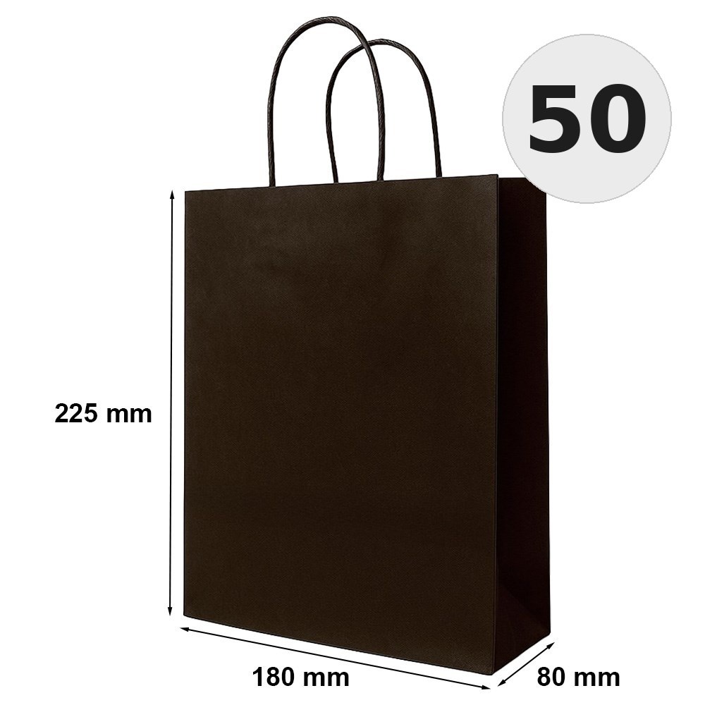 Torba Ozdobna 180x80x225 Czekoladowa Brązowa Na Upominki 50 Sztuk