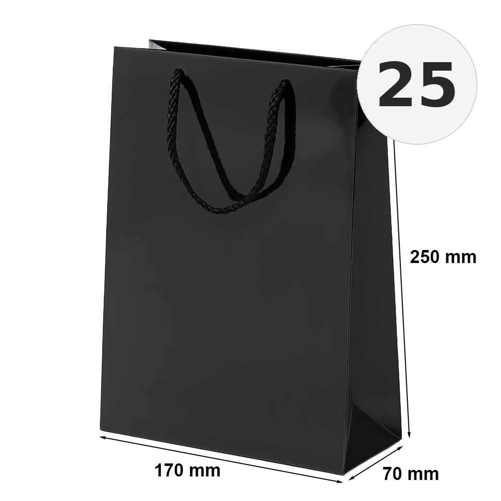 Torba Laminowana 170x70x250 Czarna Elegancka Torba Na Prezent 25 Sztuk