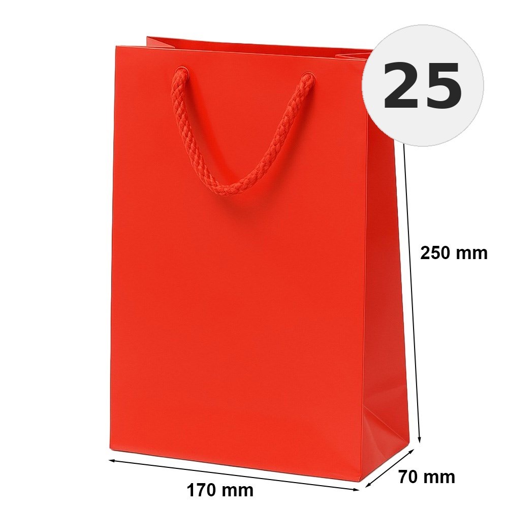 Torba Laminowana 170x70x250mm Czerwona Elegancka Prezentowa 25 Sztuk