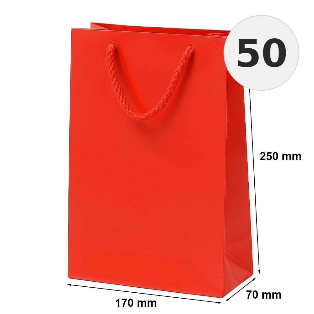 Torba Laminowana 170x70x250mm Czerwona Elegancka Prezentowa 50 Sztuk