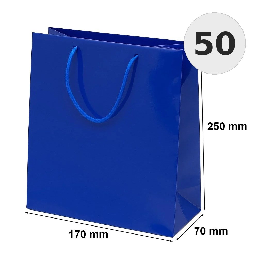 Torba Laminowana 170x70x250mm Granatowa Elegancka Na Prezent 50 Sztuk