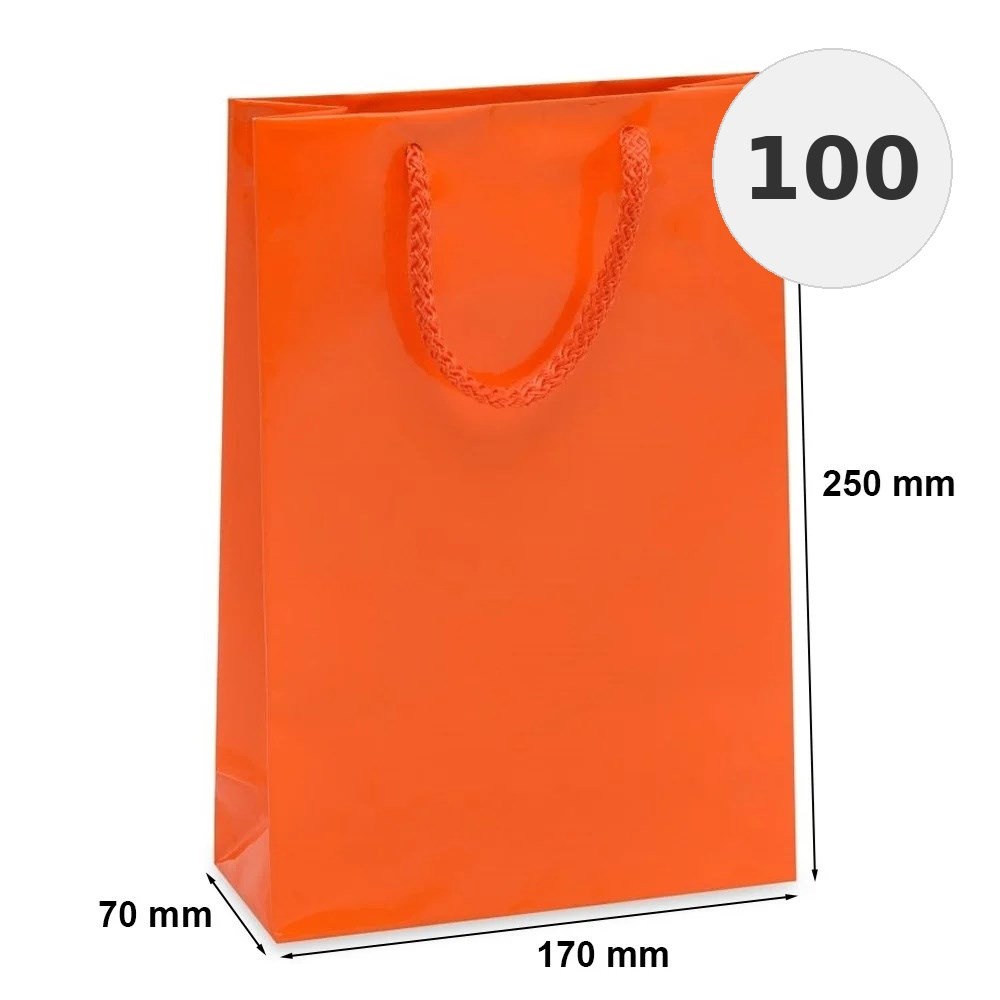 Torba Laminowana 170x70x250 Pomarańczowa Na Prezent Ozdobna 100 Sztuk