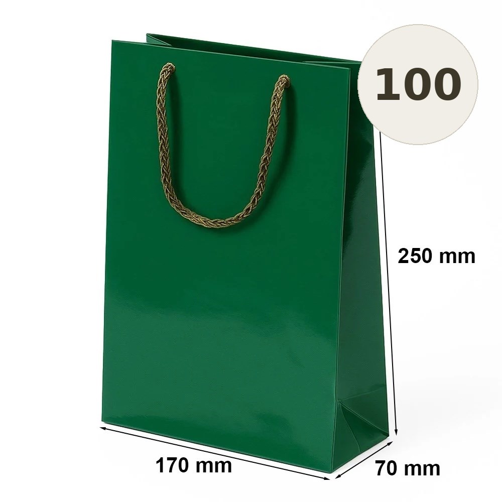 Torba Laminowana 170x70x250 Zielona Torba Ozdobna Prezentowa 100 Sztuk