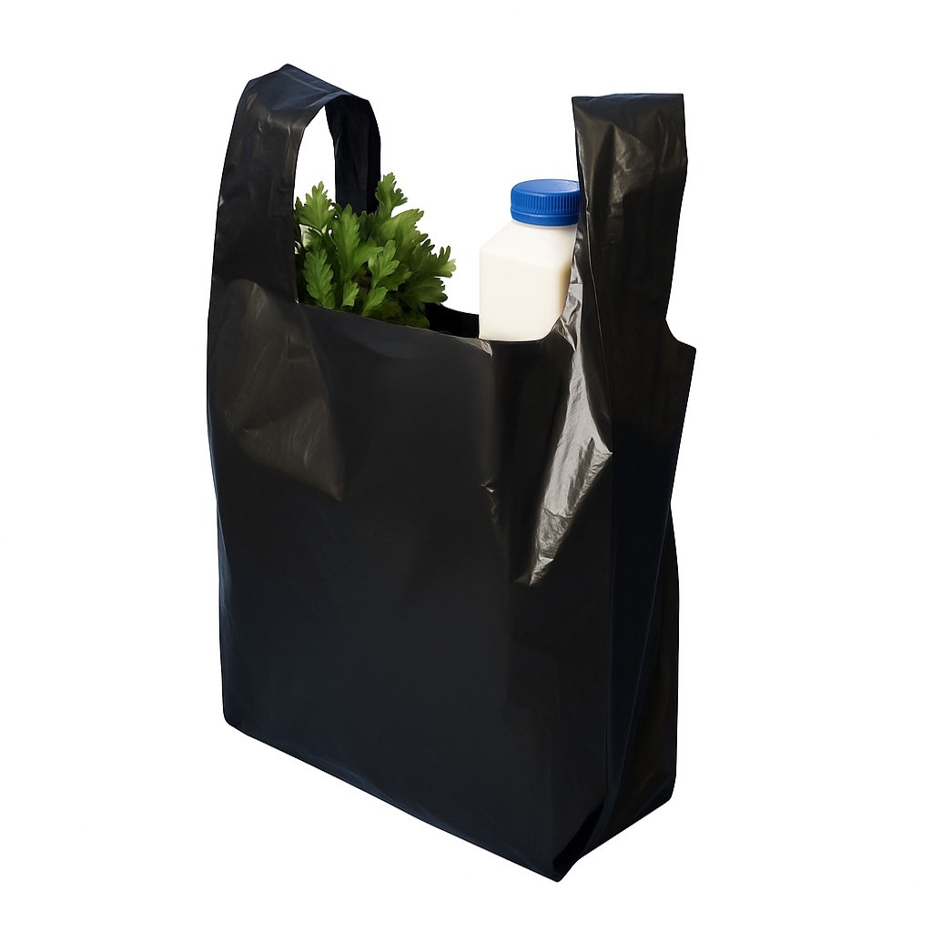 Reklamówka foliowa LDPE na zakupy 30x55 cm czarna, opakowanie 50 szt.