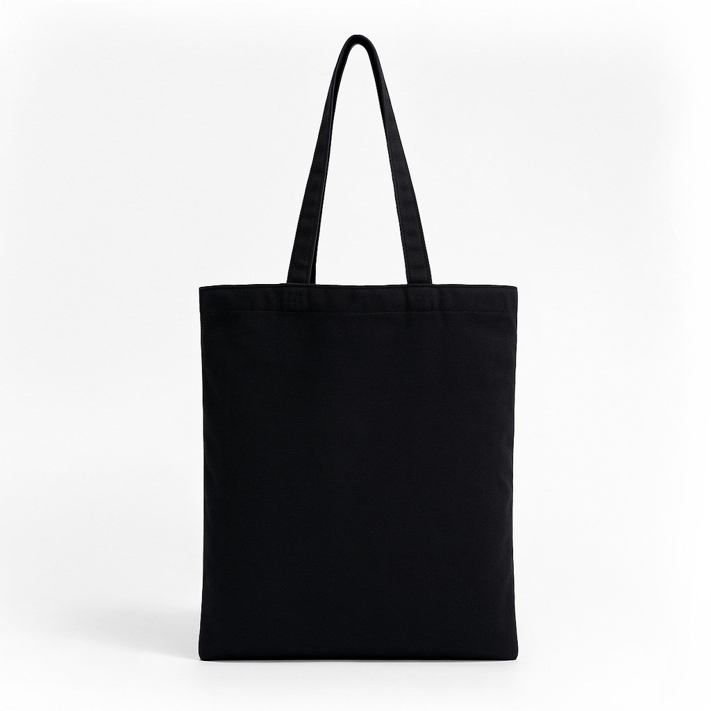 Torba bawełniana wielorazowa czarna 38x42 cm, uchwyt 70 cm