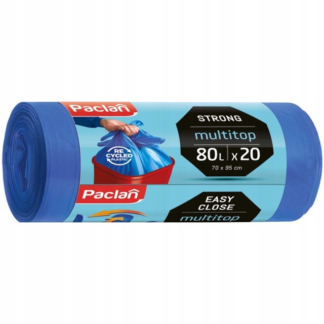 Mocne worki na śmieci Paclan MULTITOP 80 l niebieskie, 20 szt.