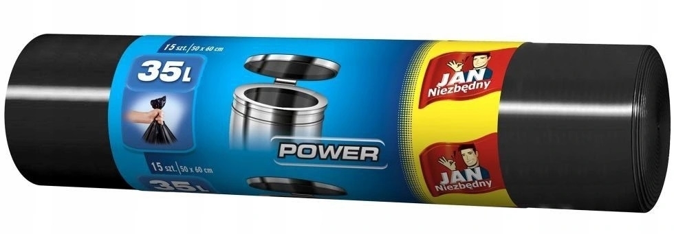 Mocne worki na śmieci Jan Niezbędny 35 l LD Power czarne 15 szt.