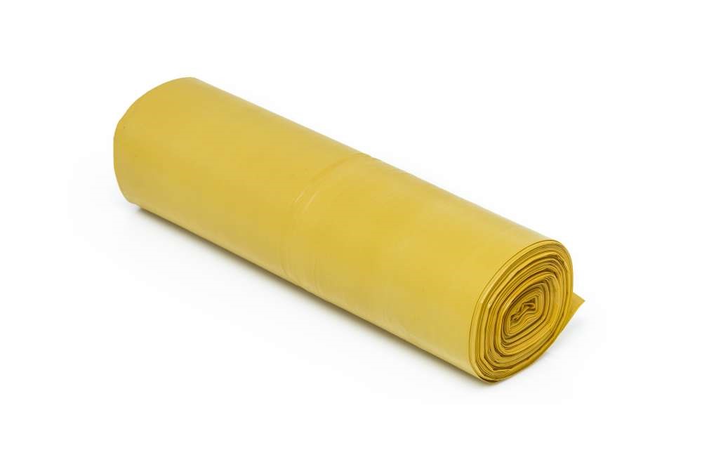 Mocne i pojemne worki na śmieci foliowe LDPE 60 l, 50 szt. żółte 35 um