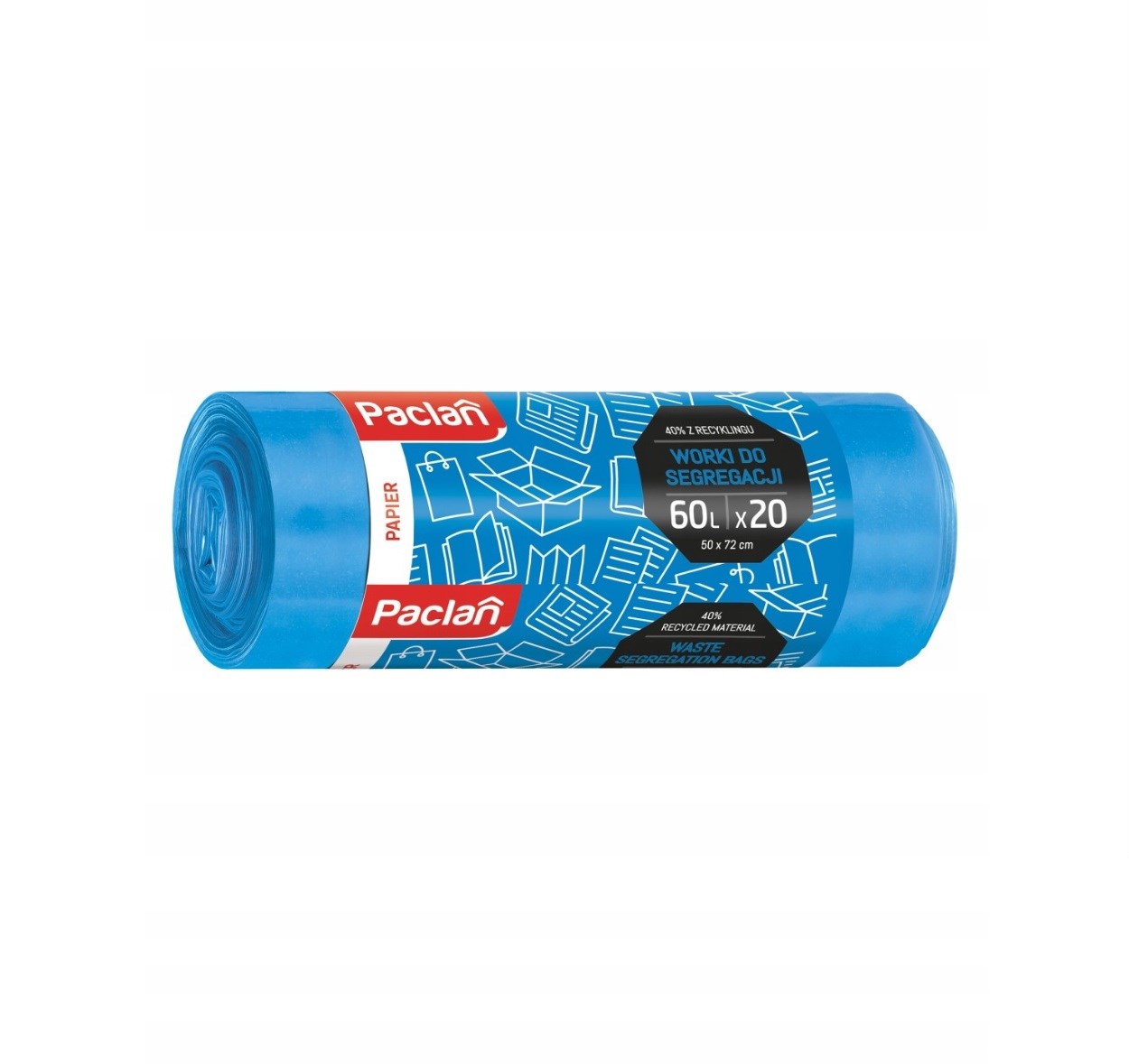 Paclan worki do segregacji papieru 60 l 20 szt. niebieskie LDPE