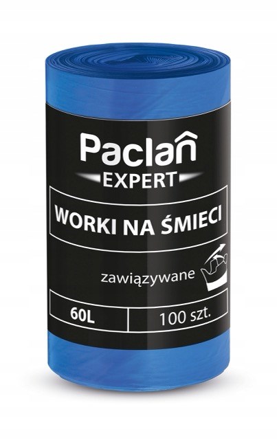 Mocne worki na śmieci Paclan Expert 60L, zawiązywane, 100 szt.