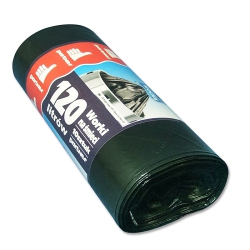 Mocne worki na śmieci LDPE 120 l czarne A10 10 szt. 30 um 70 x 110 cm
