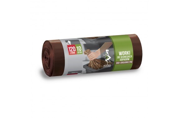 Worek na śmieci LDPE 120 l brązowy 30 um A10, mocny, 10 szt.
