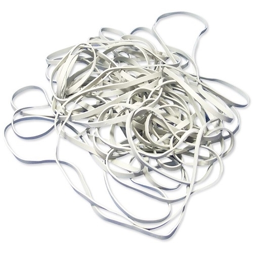 Gumki recepturki białe opaski kauczukowe 100 mm x 1,3 x 4,0 mm 1 kg