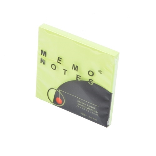 Karteczki biurowe samoprzylepne Memo Notes zielone 75x75mm 80 szt.