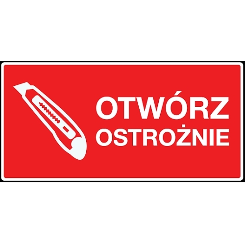 Etykiety ostrzegawcze samoprzylepne Otwórz ostrożnie 100x50mm 100szt