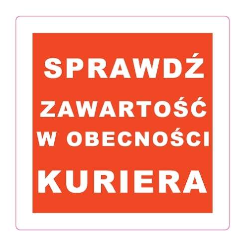 Naklejka informacyjna Sprawdź przy kurierze 100x100 mm 100 szt.