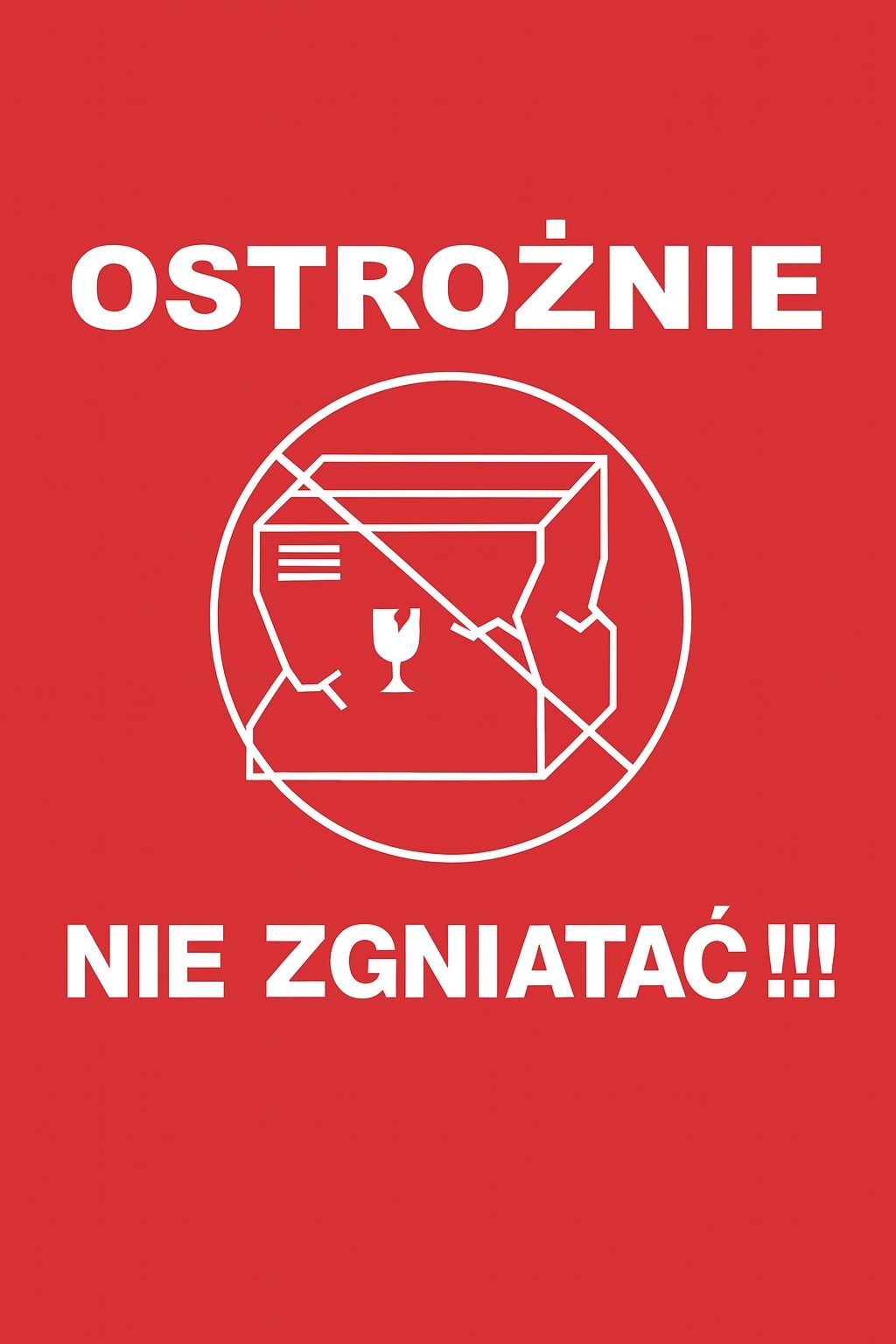Naklejki ostrzegawcze OSTROŻNIE NIE ZGNIATAĆ 100x100 mm 100 szt.