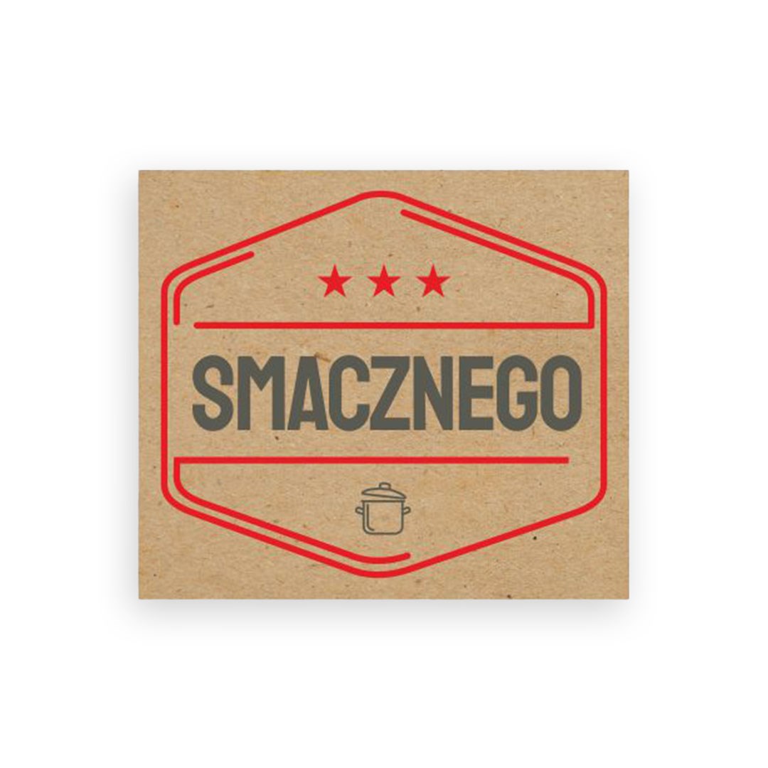 Naklejki samoprzylepne papierowe Kraft Smacznego #5 35x40 mm 200 szt.