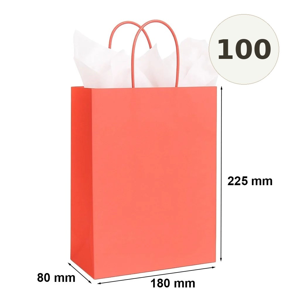 Torba 180x80x225 Papierowa Ozdobna Na Prezent Jasno Czerwona 100 Sztuk