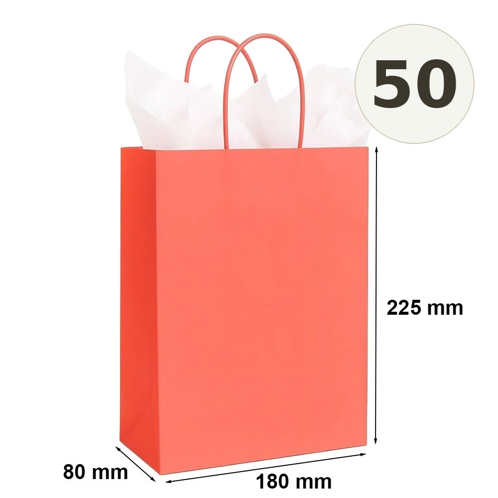 Torba 180x80x225 Papierowa Ozdobna Na Prezent Jasno Czerwona 50 Sztuk