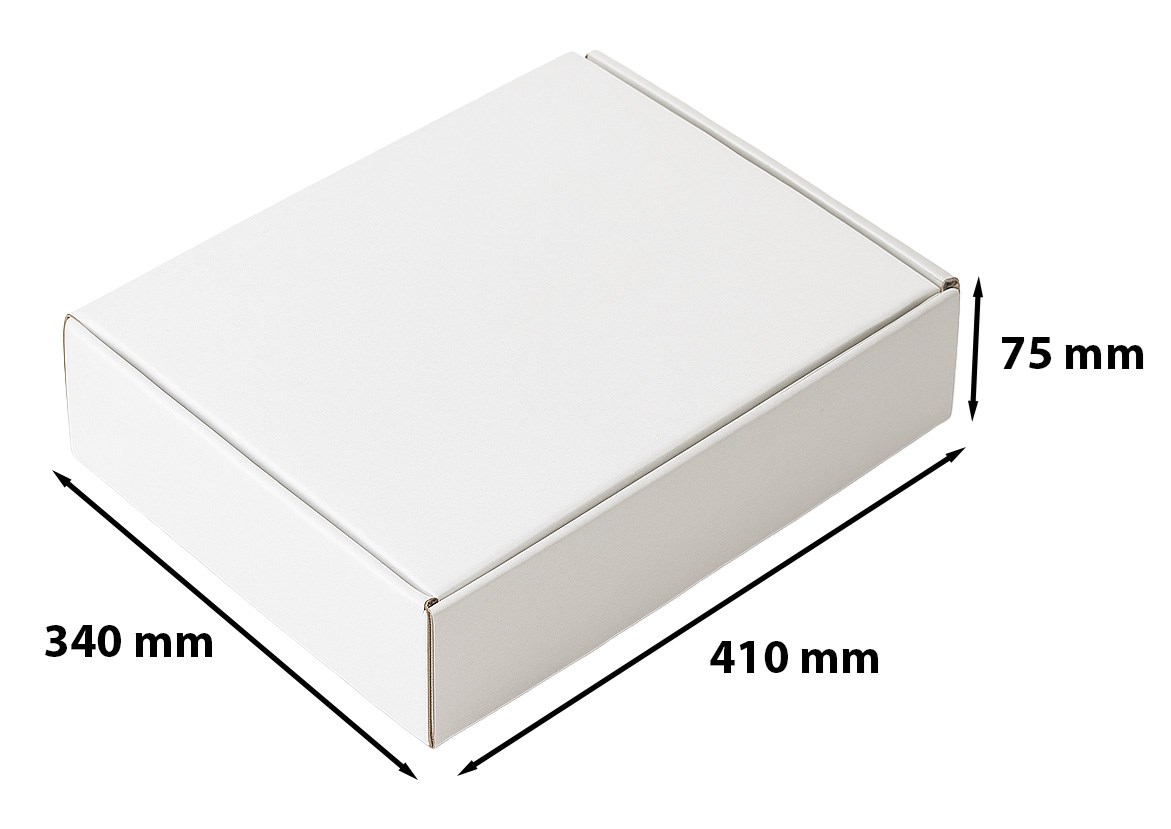 Karton wykrojnikowy 410x340x75 mm F427 biały Paczkomat gabaryt A