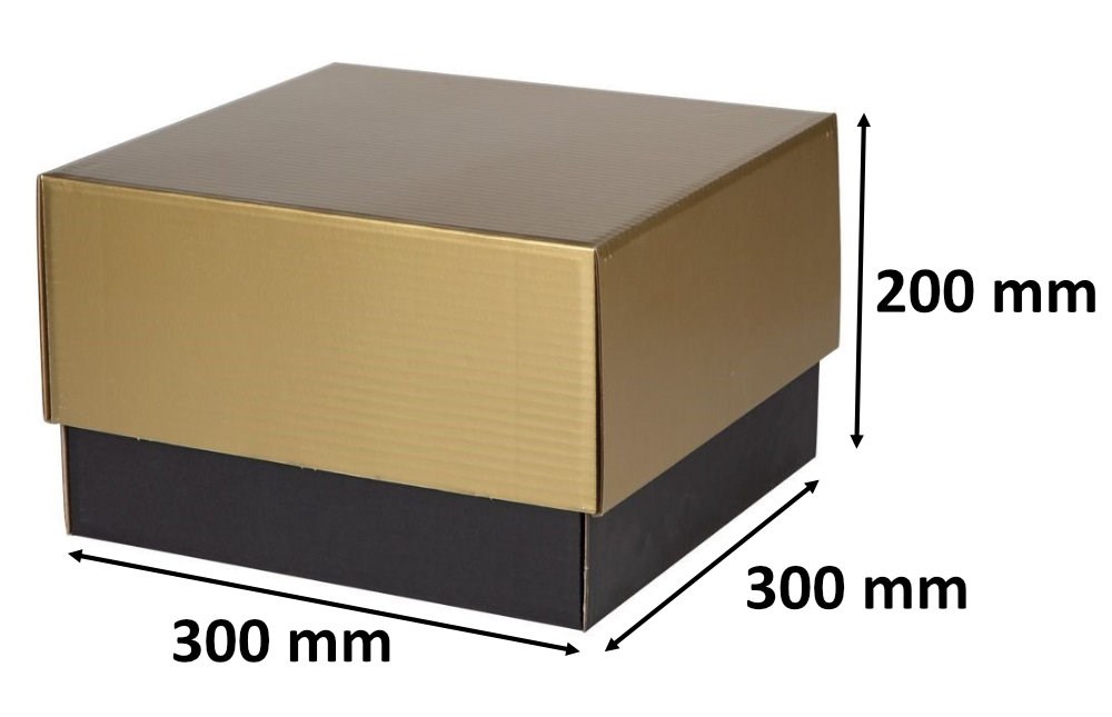 Pudełko ozdobne kartonowe czarno-złote z wiekiem 300x300x200 mm