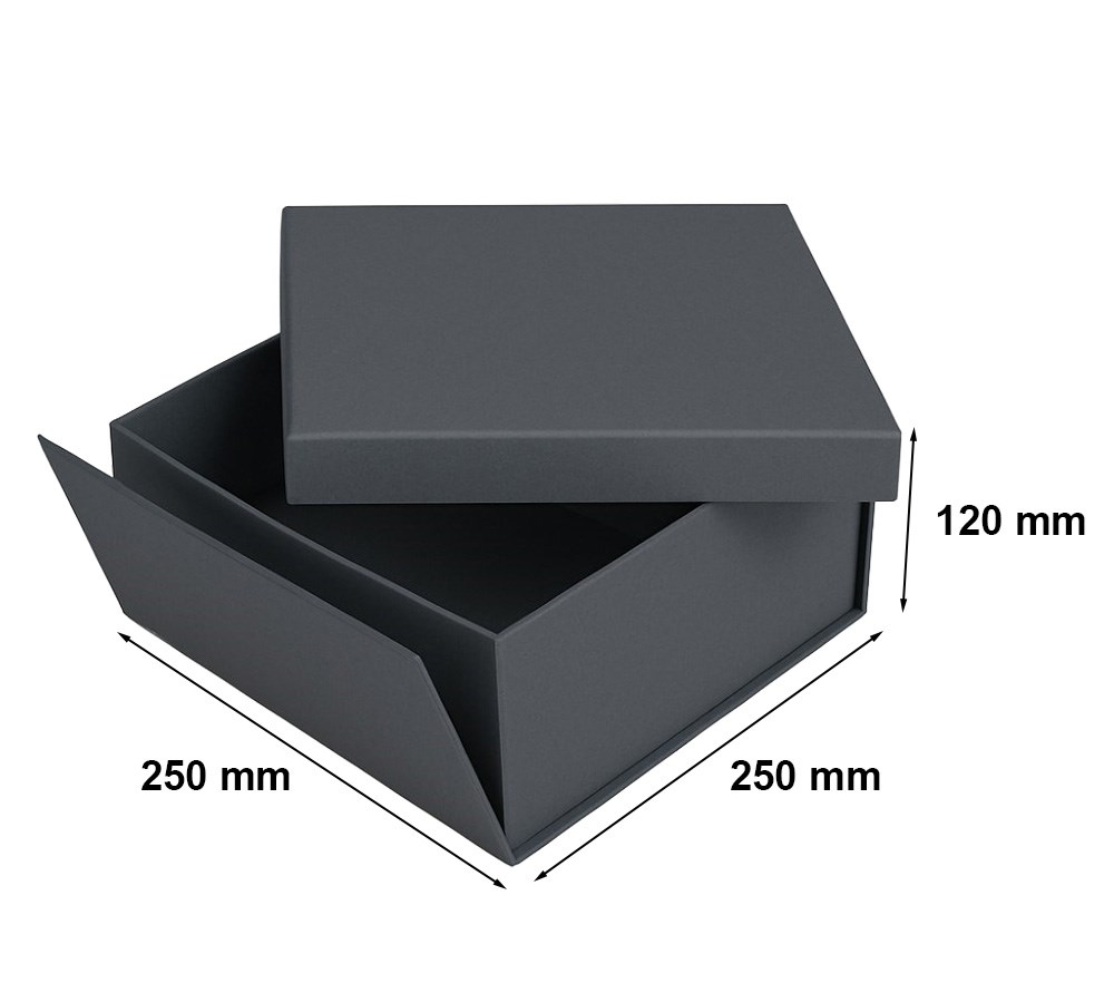 Pudełko składane z wieczkiem 250x250x120 mm grafitowe RAL 7024
