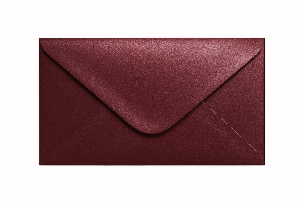 Eleganckie koperty DL Perłowy Bordowy 120g 50 szt. zamknięcie na mokro