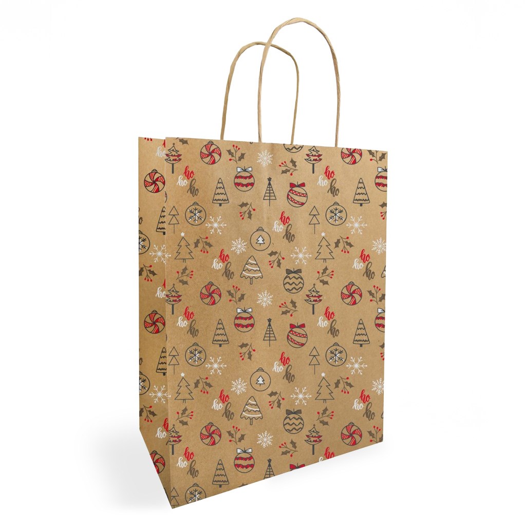 Torba prezentowa świąteczna papierowa kraft ORIANE Ho Ho 180x80x220 mm