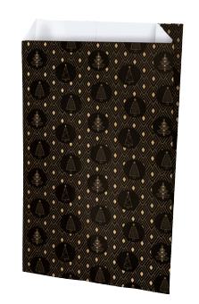 Torebka papierowa fałdowa czarna choinki na prezenty 240x410+75mm
