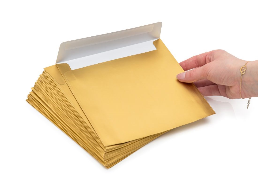 Koperty ozdobne kwadratowe K4 HK 165x165 matowe złote 120 g, 50 szt.
