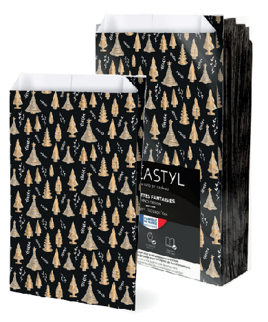 Torebka papierowa fałdowa czarna LAS 120x200+45mm 60 g/m2