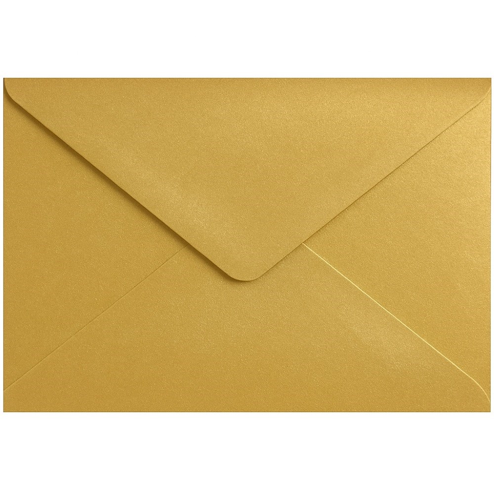 Koperty ozdobne C5 do zaproszeń 162x229 mm perłowe złote 120g 50 szt.