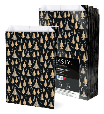 Torebka papierowa fałdowa czarna LAS 180x350+60 mm na prezenty