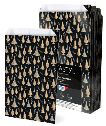 Torebka papierowa fałdowa na prezent czarna LAS 240x410+75 mm