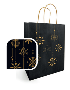 Torba papierowa Kraft na prezent czarna SNOW 180x80x220 mm 90 g/m2