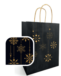 Torba papierowa Kraft czarna 340x140x395mm SNOW na zakupy 100 g/m2