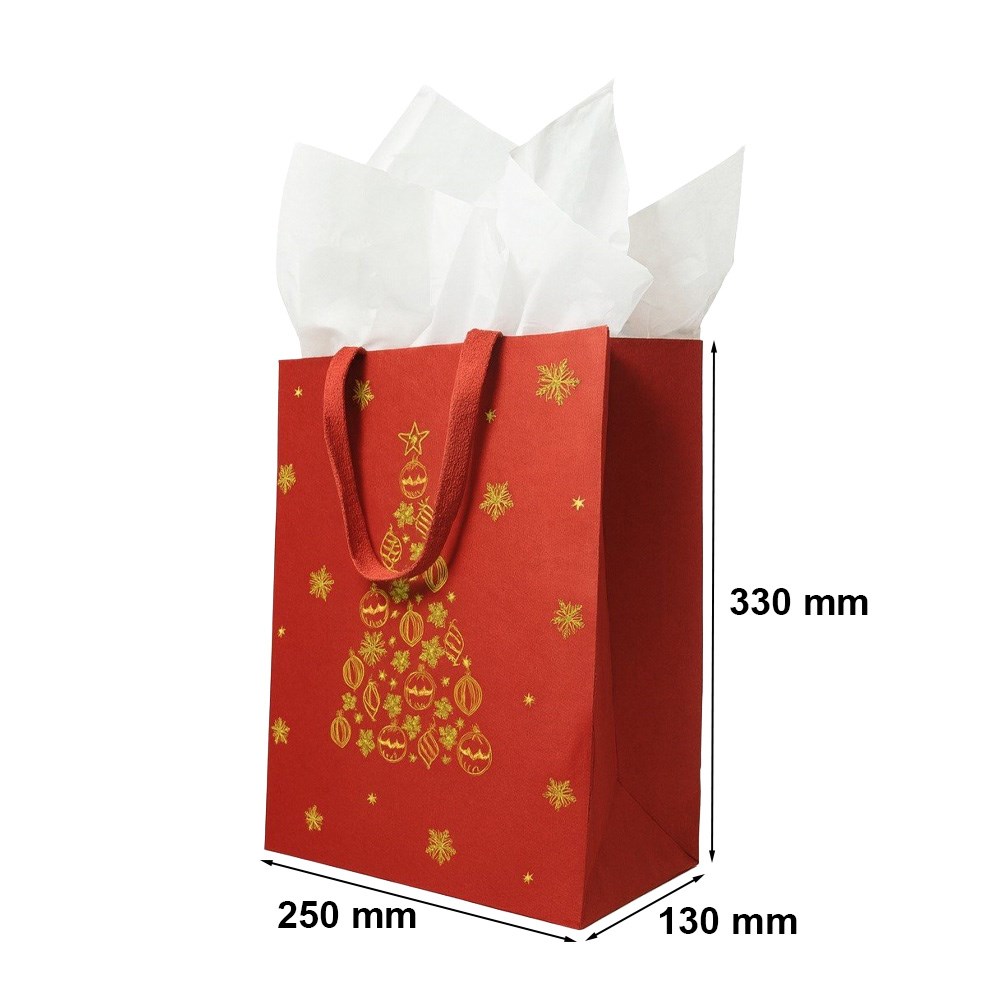 Torba KRAFT 250x130x330mm Czerwona Na Prezenty Świąteczne i Upominki