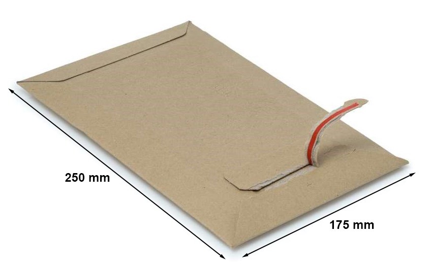Koperta tekturowa B5 175x250 mm brązowa 450 g z paskiem i zrywką